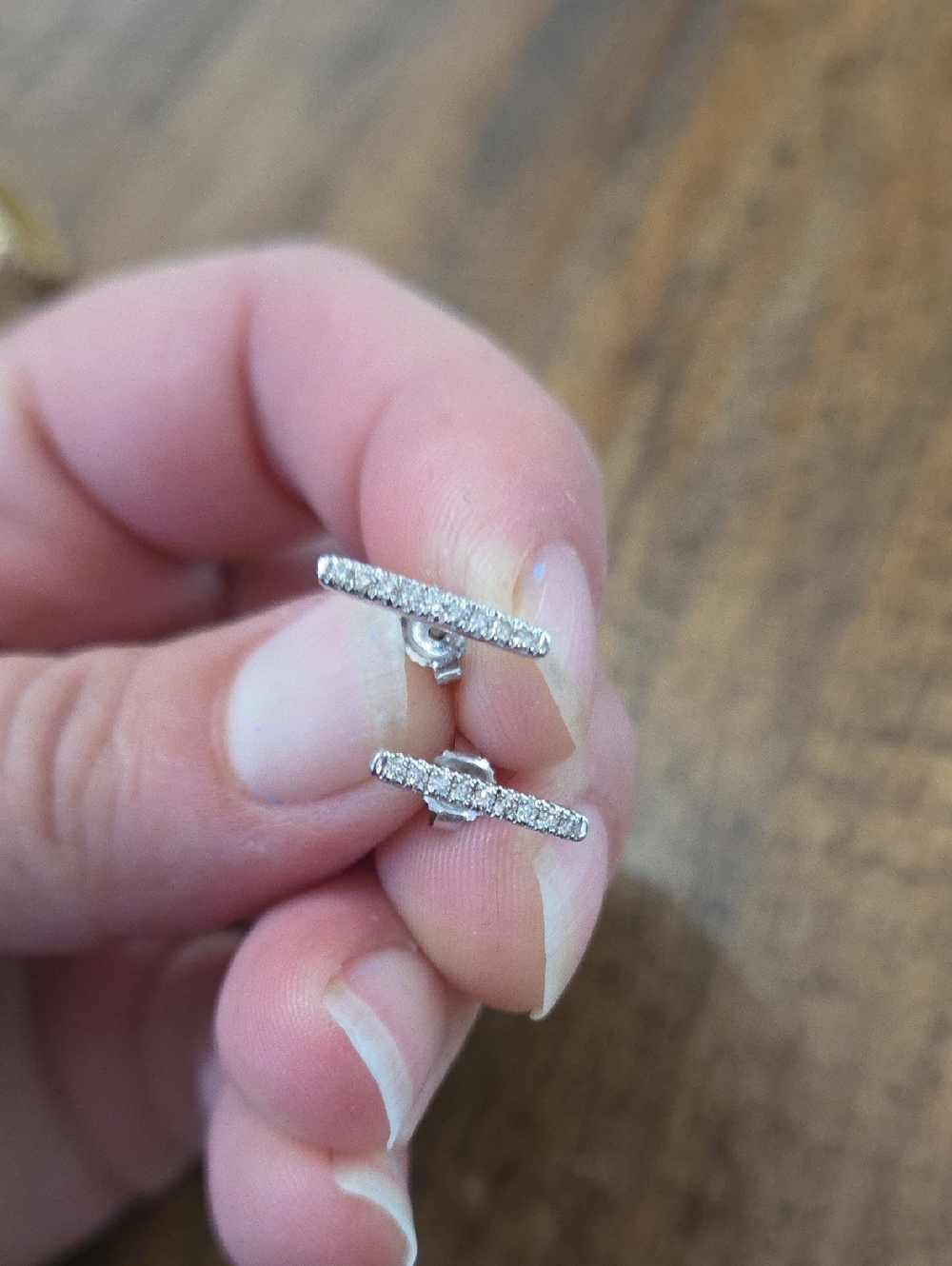 14k Diamind Bar Studs
